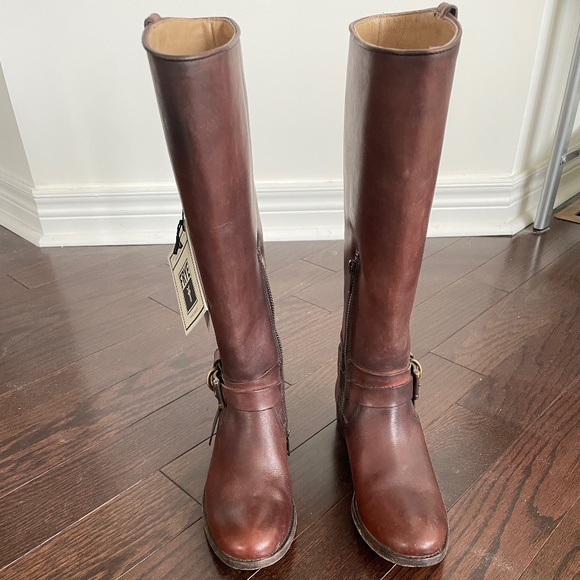 NWT Frye Women's Melissa Knotted Tall Riding Boot in Redwood - Picture 4 of 10